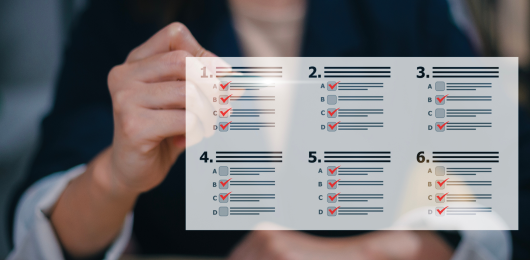 Professional reviewing digital assessment checklist