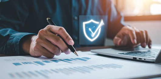 Compliance and security holographic icon