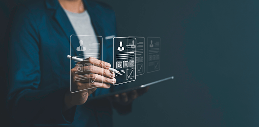Man working with data visualization for better decision making.