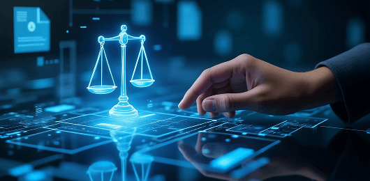 Image of digital scales representing document integration balance