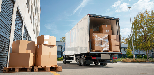 Image of an open goods truck with boxes