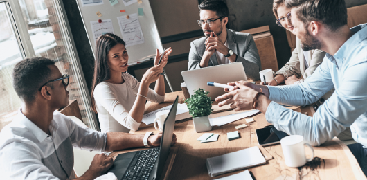 Business team engaged in interactive communication