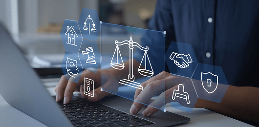 Digital legal icons displaying comprehensive status tracking