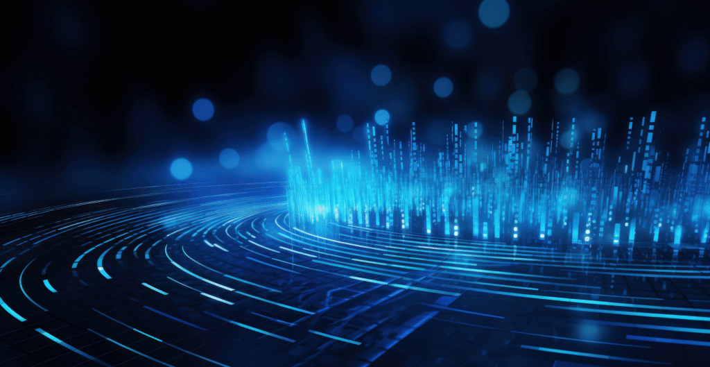 Digital waves and data streams representing innovative trade solutions